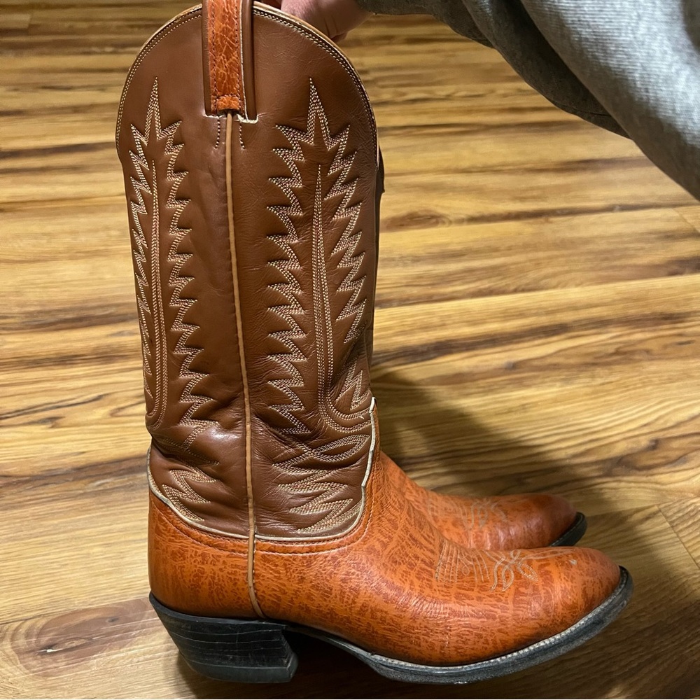 Tony Lama Two-Tone Brown Western Cowboy Boots
